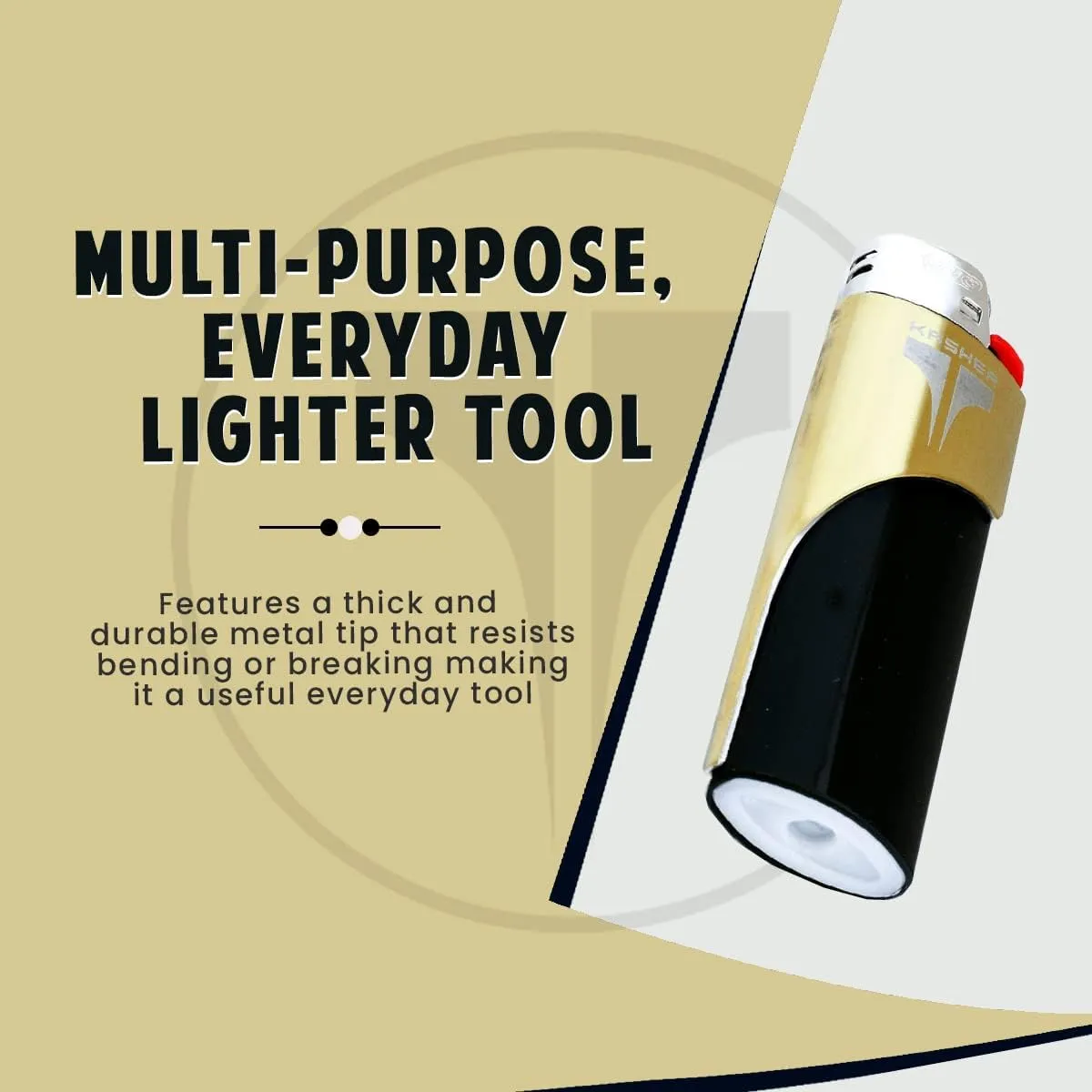 Kasher Titanium Lighter Tool - Multipurpose Metal Lighter Case - Strong, Durable & Lightweight - Sleek & Sturdy Design - Helps to Open Packages, Peel Stickers (Without Lighter, Gold Engraving)
