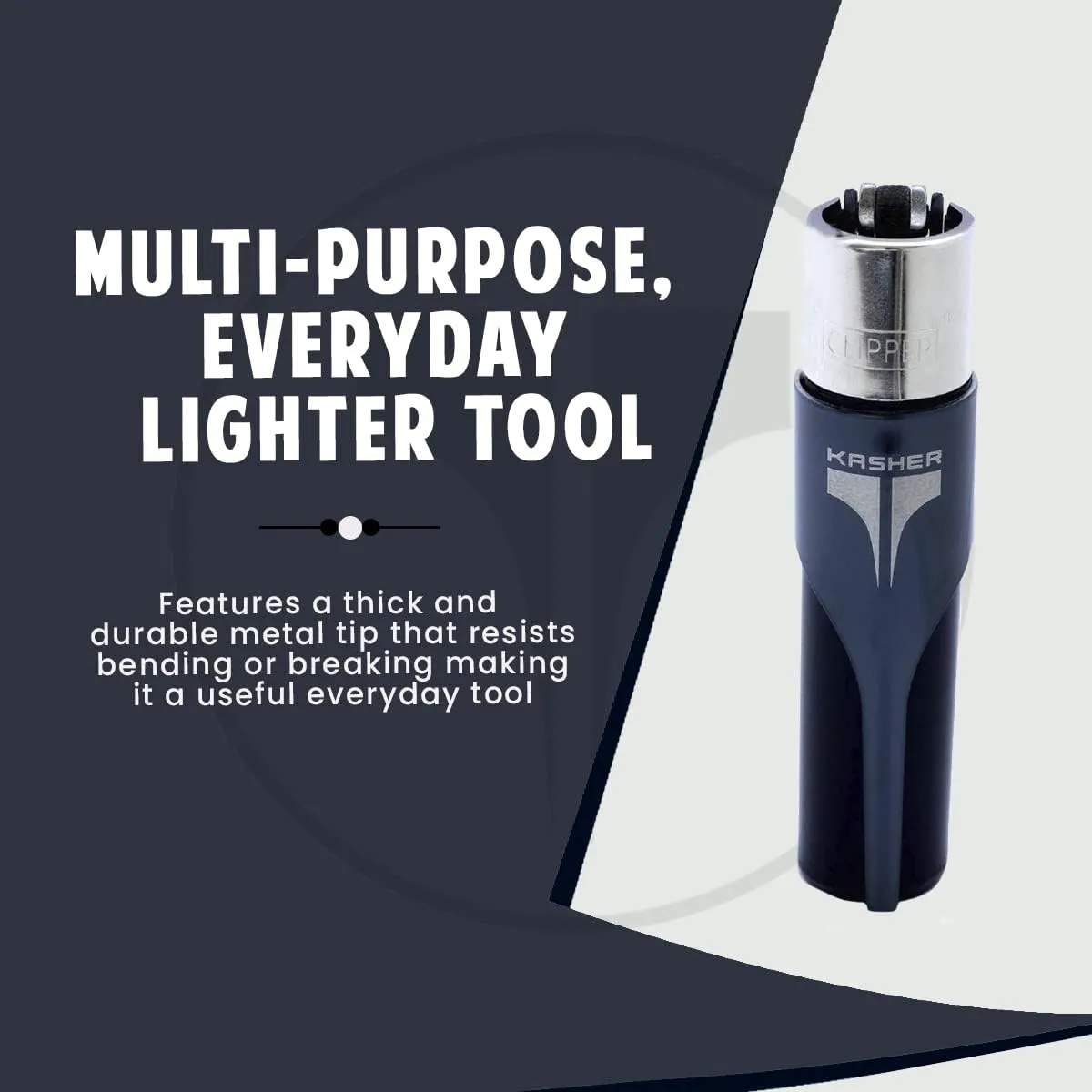 Kasher’s Lighter Necklace with Lighter Tool - Lightweight & Multipurpose Accessory with Chain for Lighters - Suitable to use as Cutter, or Multi-Tool Lighter Case