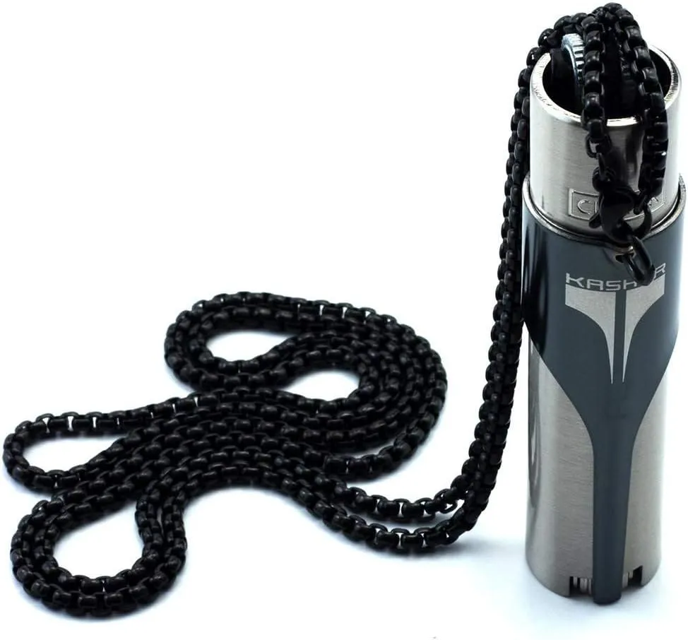 Kasher’s Lighter Necklace with Lighter Tool - Lightweight & Multipurpose Accessory with Chain for Lighters - Suitable to use as Cutter, or Multi-Tool Lighter Case