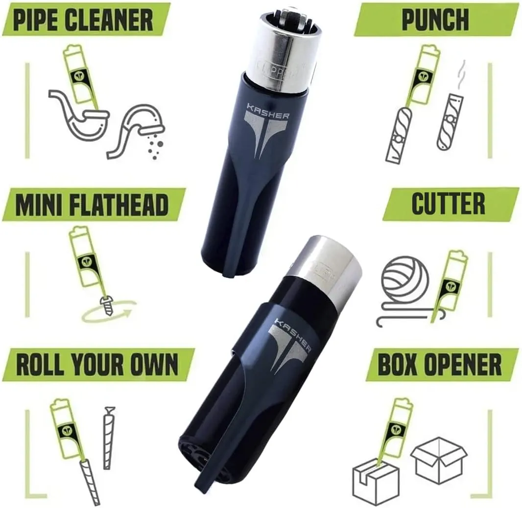 Kasher’s Lighter Necklace with Lighter Tool - Lightweight & Multipurpose Accessory with Chain for Lighters - Suitable to use as Cutter, or Multi-Tool Lighter Case