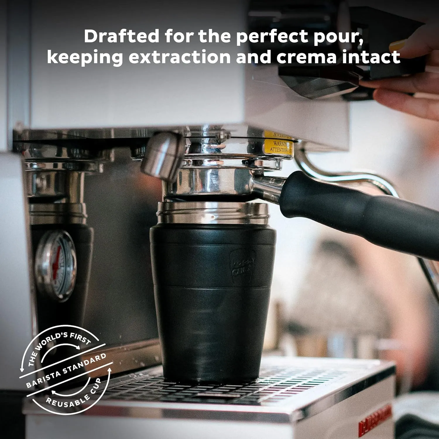 KeepCup Cup-to-Bottle Kit, 2 in 1 Reusable Water Bottle and Travel Mug, Insulated Stainless Steel & Plastic Dual Opening with Leakproof Sipper Lid - 530ml Bottle to 12oz Cup - Black