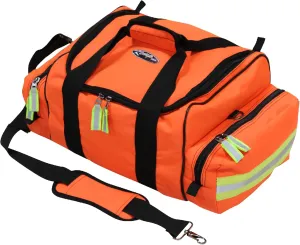 Kemp USA Maxi Trauma Bag - Large First Aid Kit for EMT First Responders - Water Resistant 600D Nylon - Buckle Closure with Adjustable Strap & Reflective Trim - Orange