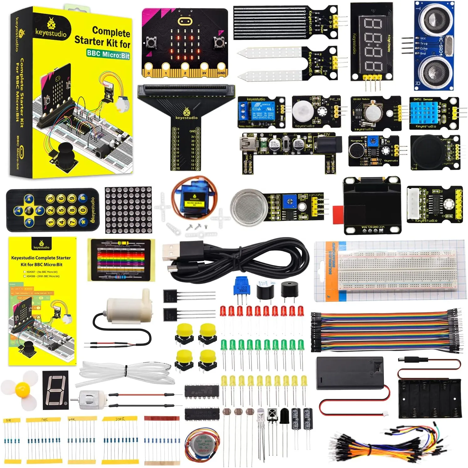 KEYESTUDIO Micro:bit Starter Kit with 40  Sensors & Modules,Compatible with Micro:bit V2,STEM Coding Projects for Beginners,Includes Online Tutorials & Sample Code