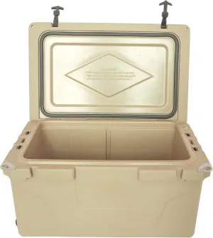 Khaki 65QT Cooler Box for Camping and Outdoor Adventures, Impact Resistant, Long-Lasting Insulation for Food and Beverages
