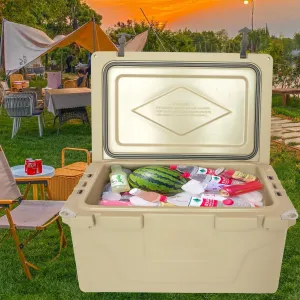 Khaki color ice cooler box 65qt camping ice chest