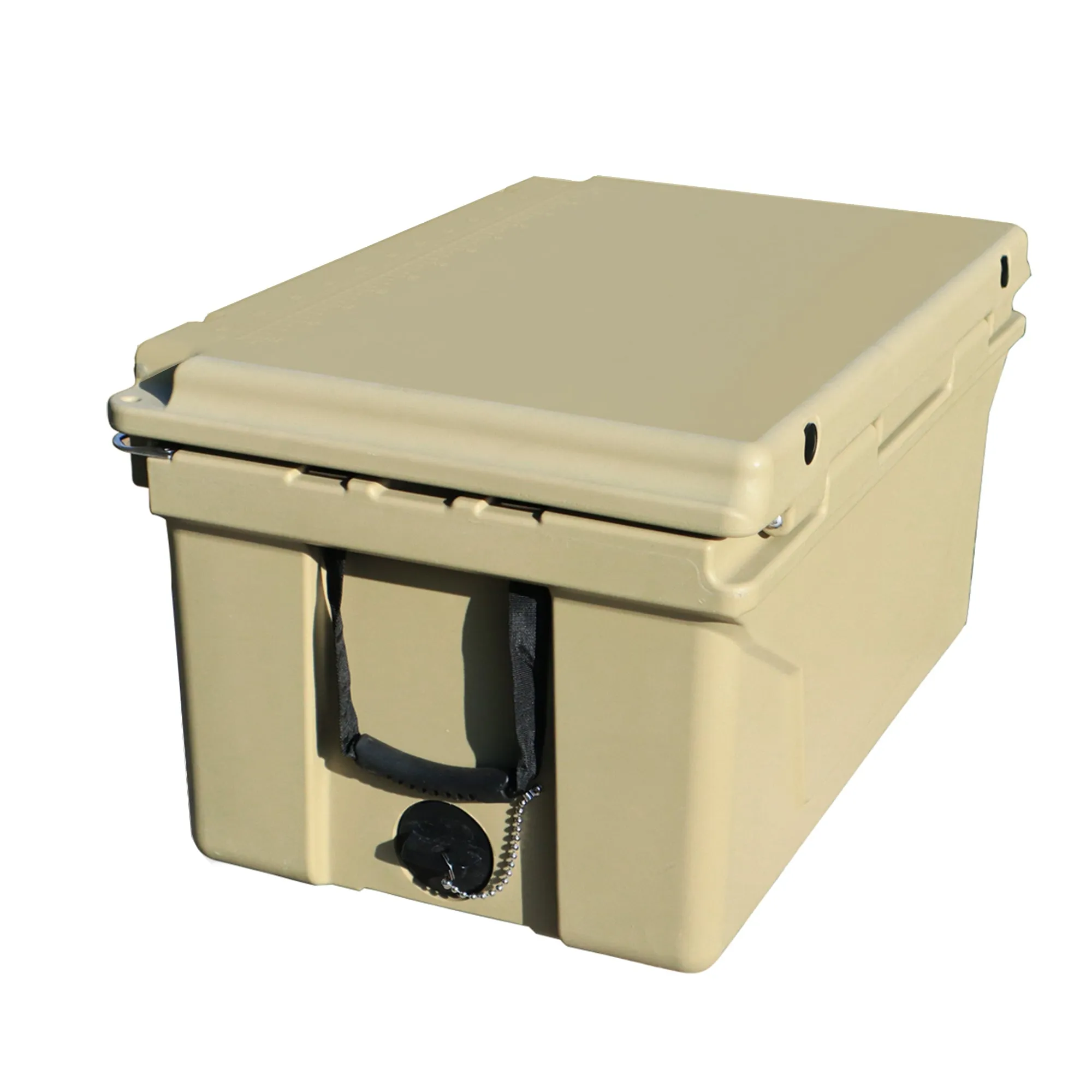 Khaki color ice cooler box 65qt camping ice chest
