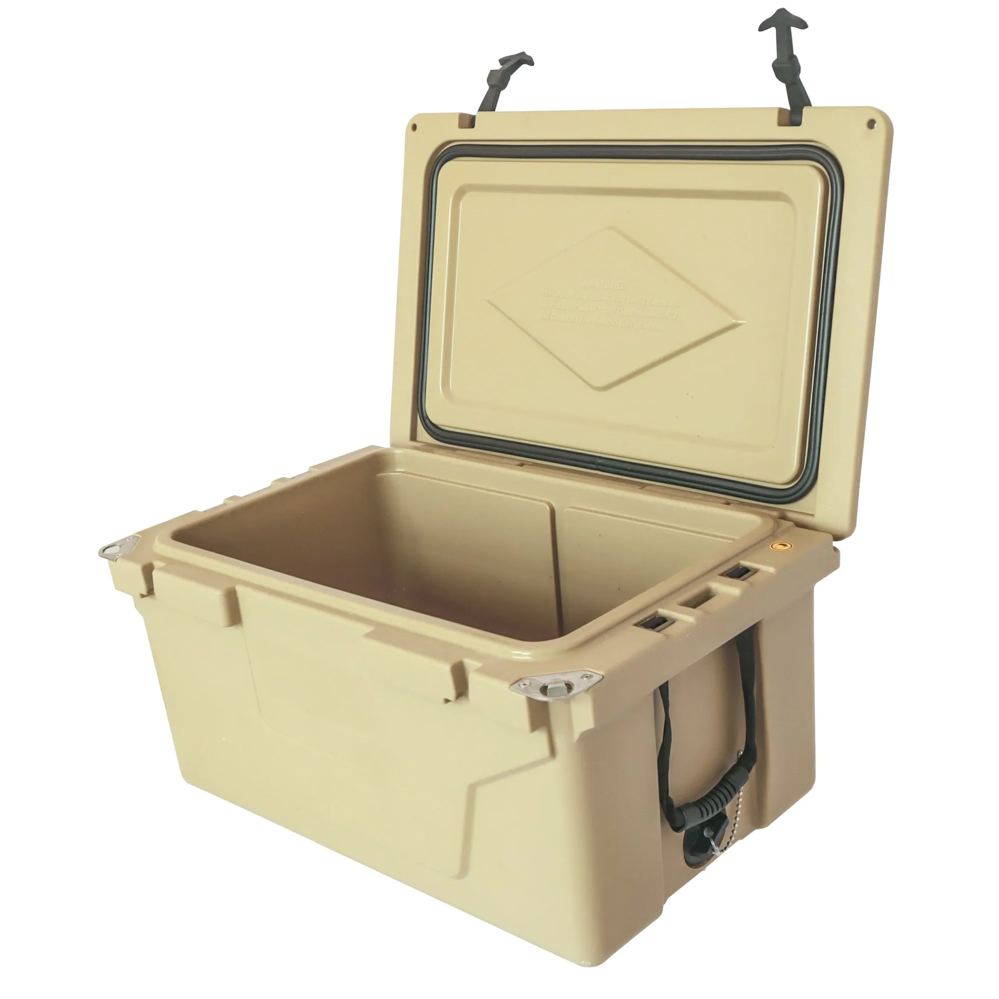 Khaki color ice cooler box 65qt camping ice chest