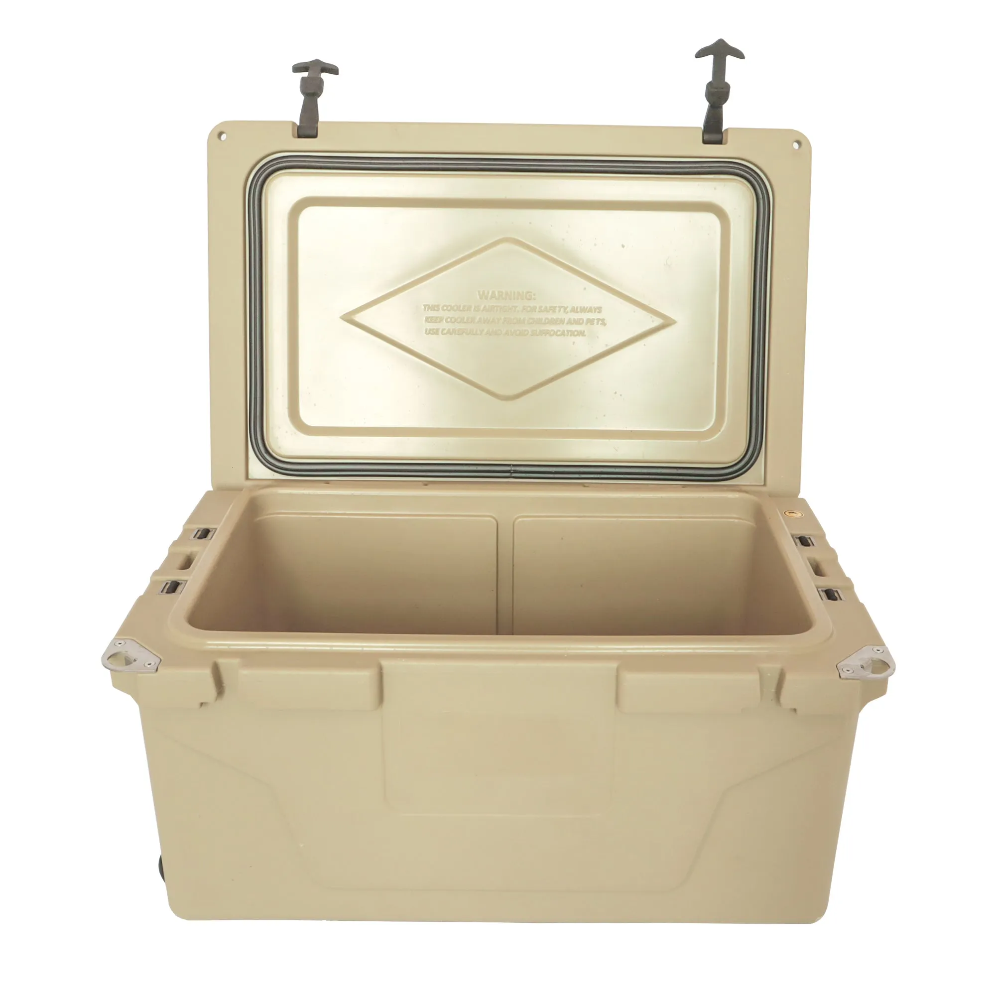 Khaki color ice cooler box 65qt camping ice chest