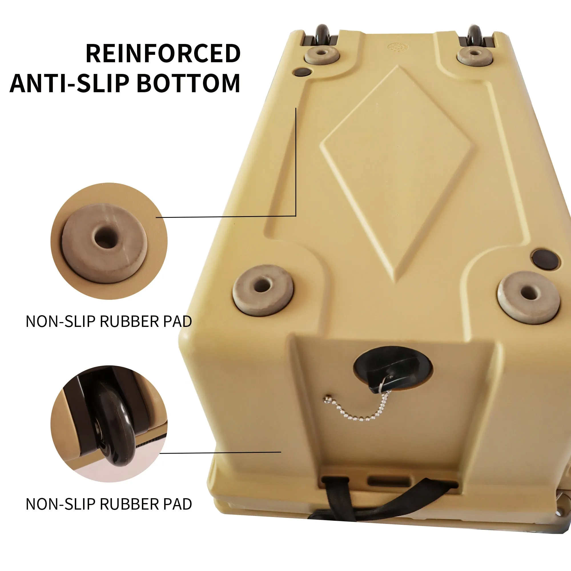 Khaki color ice cooler box 65qt camping ice chest