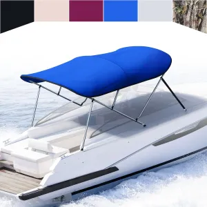 KING BIRD 3-4 Bow Bimini Boat Top Cover Sun Shade Boat Canopy Waterproof 1 Inch Stainless Aluminum Frame 46" Height with Rear Support Poles and Storage Boot 6 Colors -5 Sizes