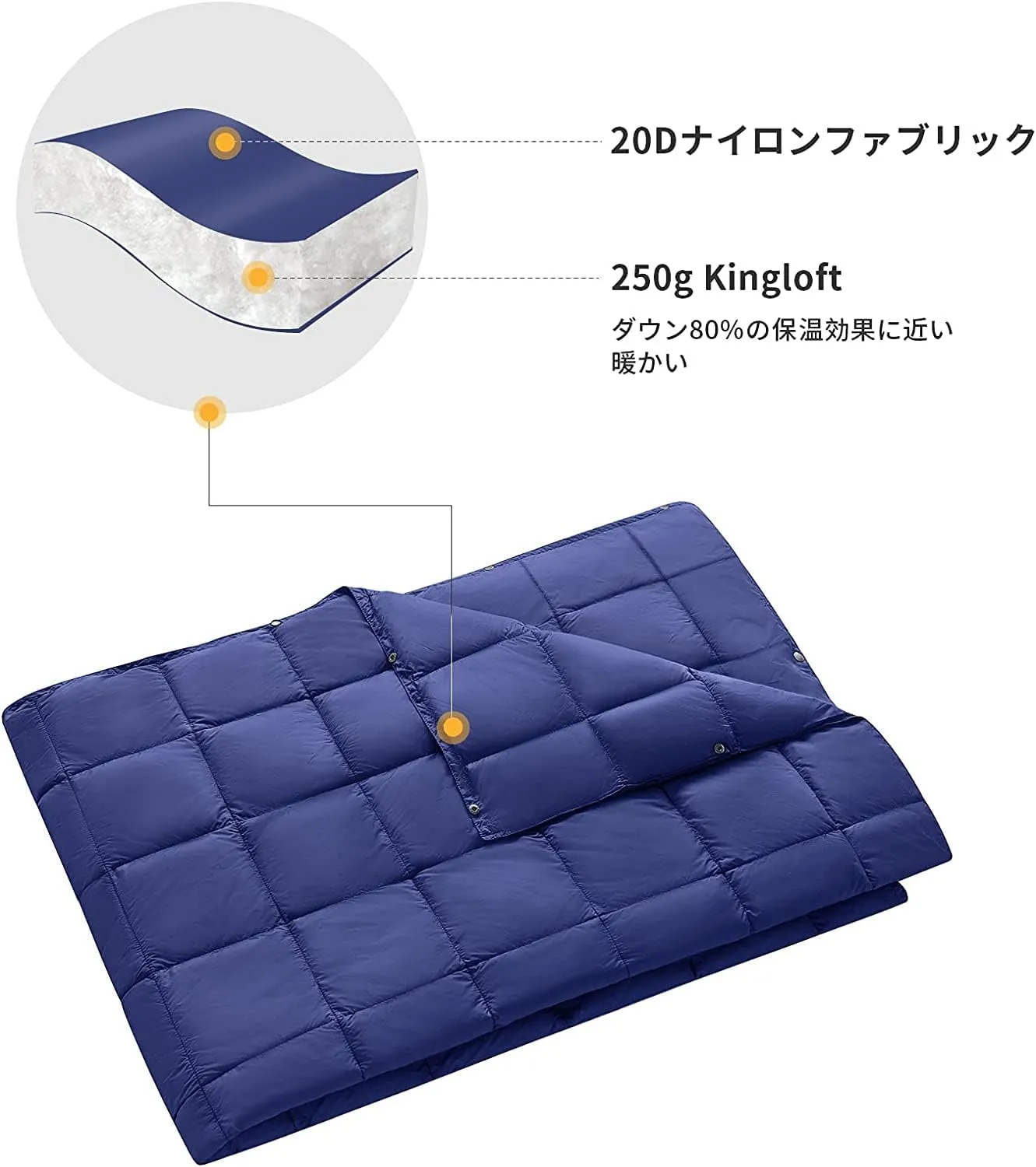 KingCamp Down Camping Blanket - Lightweight, Multifunctional Quilt for Camping with Snap Button, Portable for Stadium, Travel, Airplane, Picnic, Indoor & Outdoor, Provides Warmth