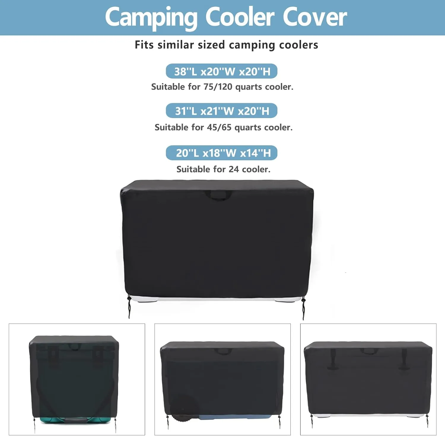 Kingling Cooler Cover, Waterproof Outdoor Rolling Ice Chest Wheeled Camping Cooler Cover