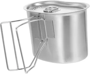 Kisangel Portable Pot for Camping Bbq Set Stainless Steel Lunch Box Outdoor Kettle