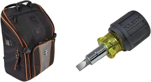 Klein Tools Tradesman Pro Tool Station Backpack and 6-in-1 Multi-Bit Screwdriver/Nut Driver
