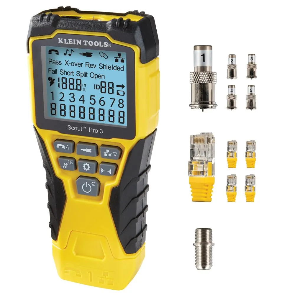 KLEIN TOOLS VDV501-851 Cable Tester Kit with Scout Pro 3 for Ethernet / Data, Coax / Video and Phone Cables, 5 Locator Remotes