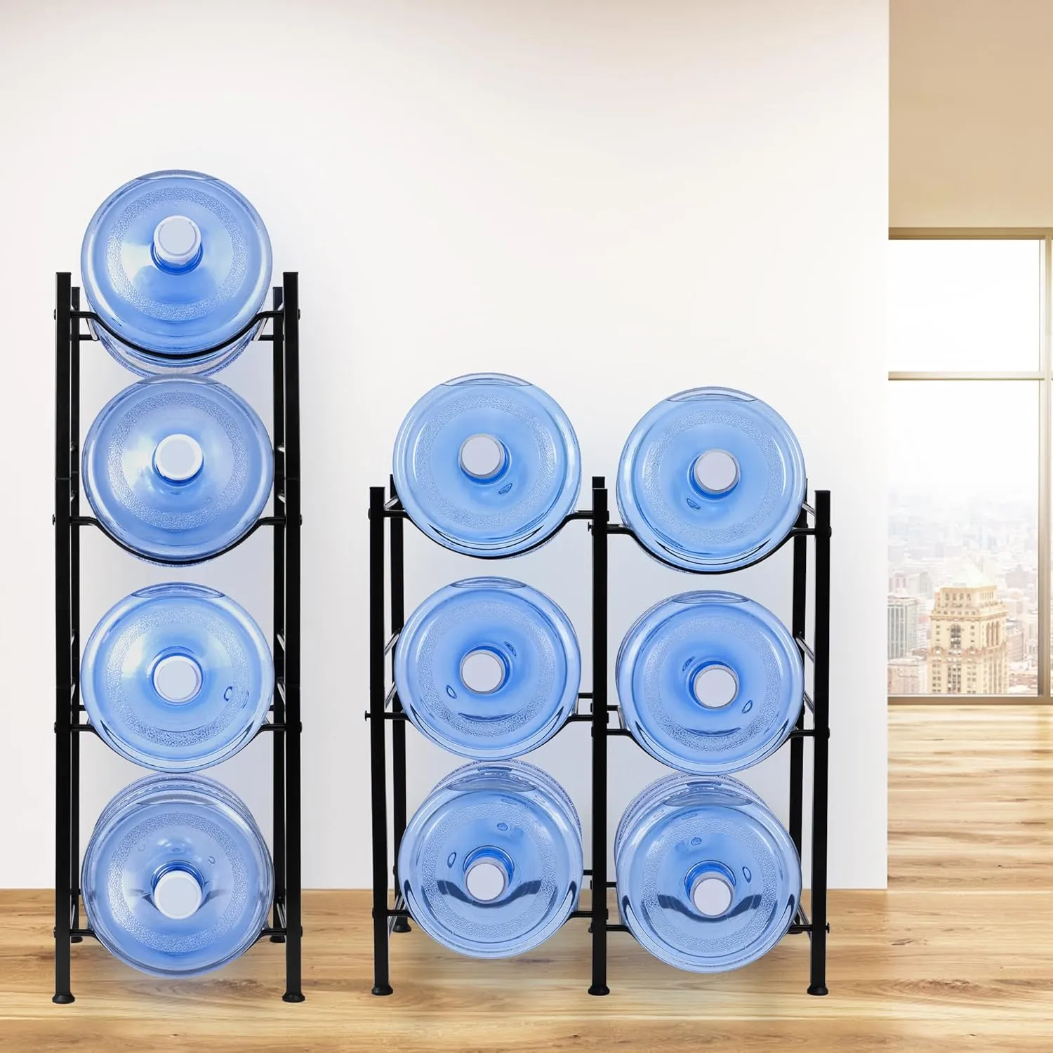 Klvied 5-Tier Heavy Duty Water Jug Organizer, 5 Gallon Cooler Jug Rack for Kitchen, Office, Living Room