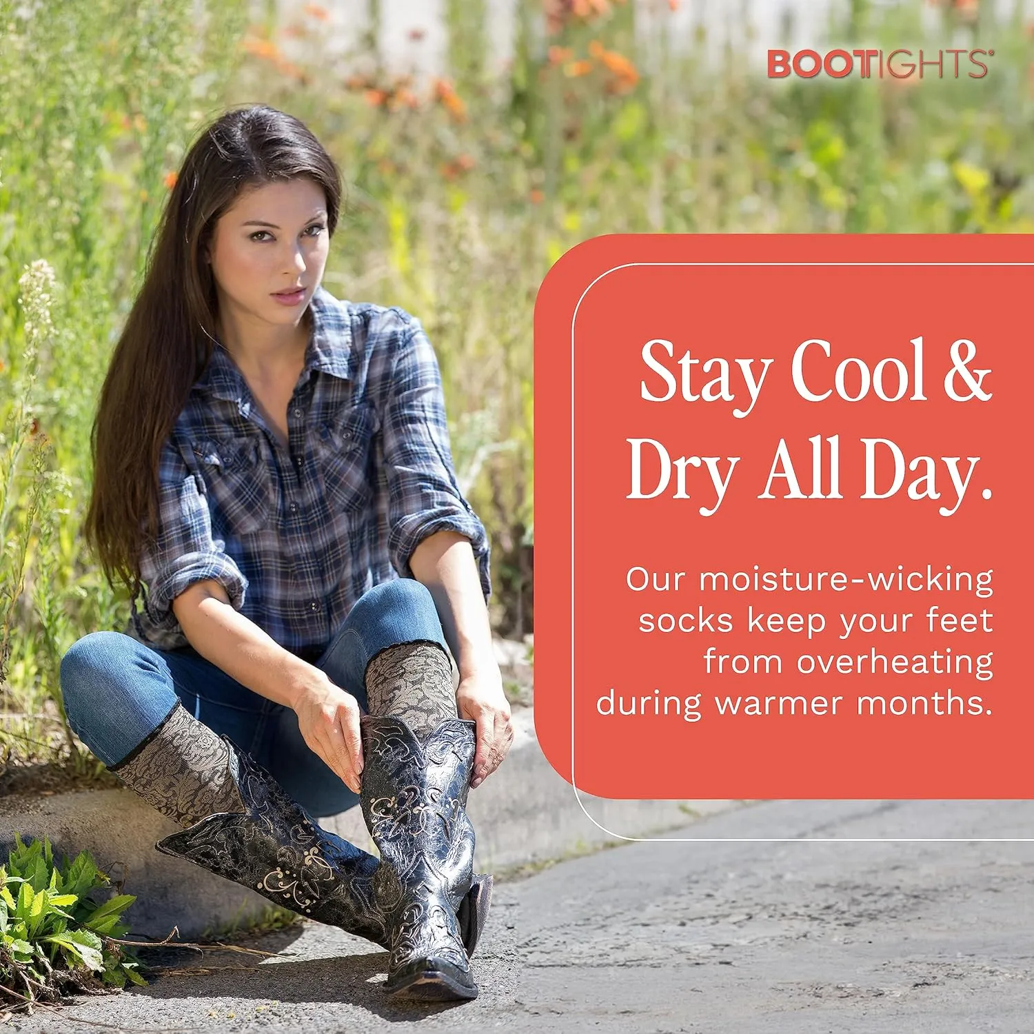 Knee-Hi Performance Boot Socks with Spandex Compression - Cushioning - Moisture-Wicking - Mesh Zone Ventilation