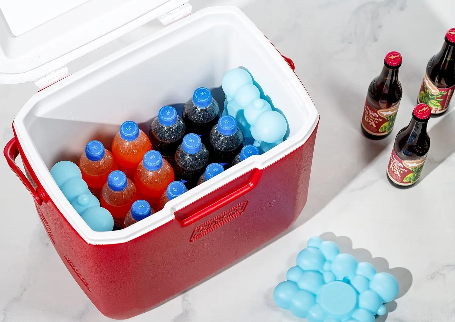 Komax Large Bubble Ice Packs for Coolers 3-Pack | 12 to 15 Hours, Long Lasting Cooler Ice Packs | 7.1” x 6.1” Slim & Flexible Freezer Packs | Reusable Ice Packs for Coolers