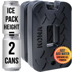 Kona Black Ice 2 Pound Ice Packs for Coolers - Long Lasting Design - Refreezable Reusable Cooler Ice Pack (2)
