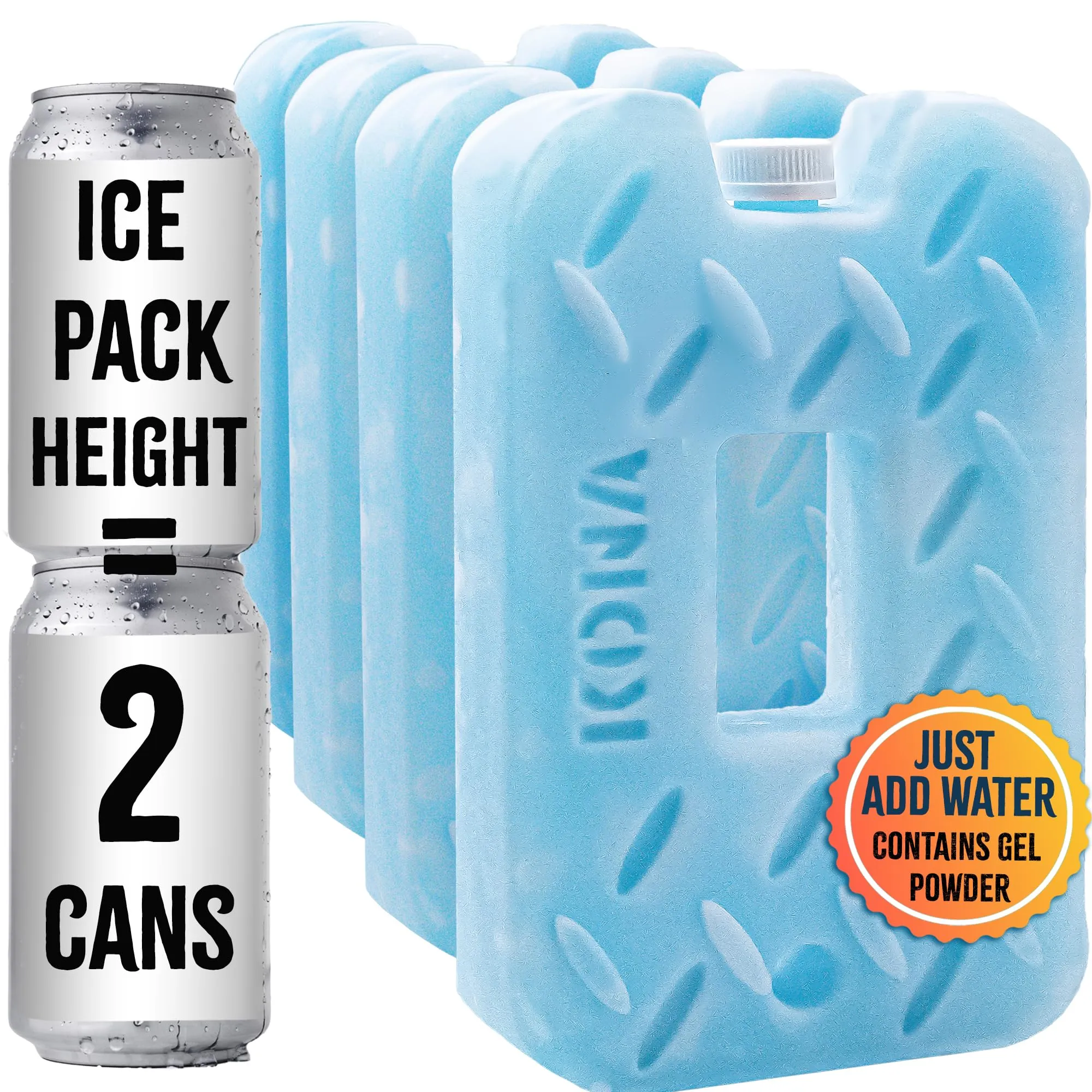 Kona Blue/Ice Ice Packs for Lunch Box - 2 lb Freezer Packs Compatible with Yeti Cooler Bags | Dry Ice Shock Pack, Long-Lasting Reusable Ice Packs for Lunch Bags (10" x 5.5" x 1.5" Pack of 4)