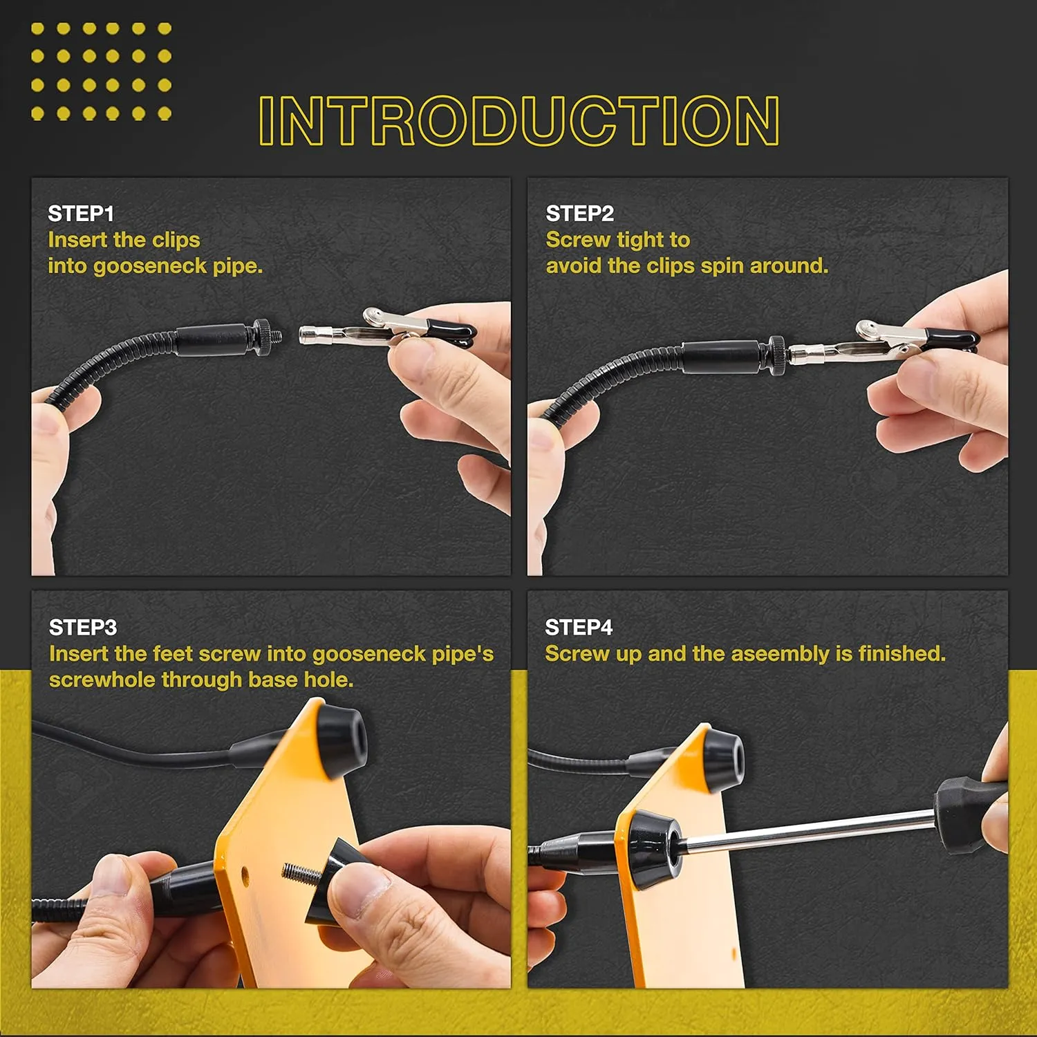 KOTTO Helping Hands Soldering, Third Hand Soldering Tool PCB Holder Four Arms Helping Hands Crafts Jewelry Hobby Workshop Helping Station Non-Slip Steel Weighted Base