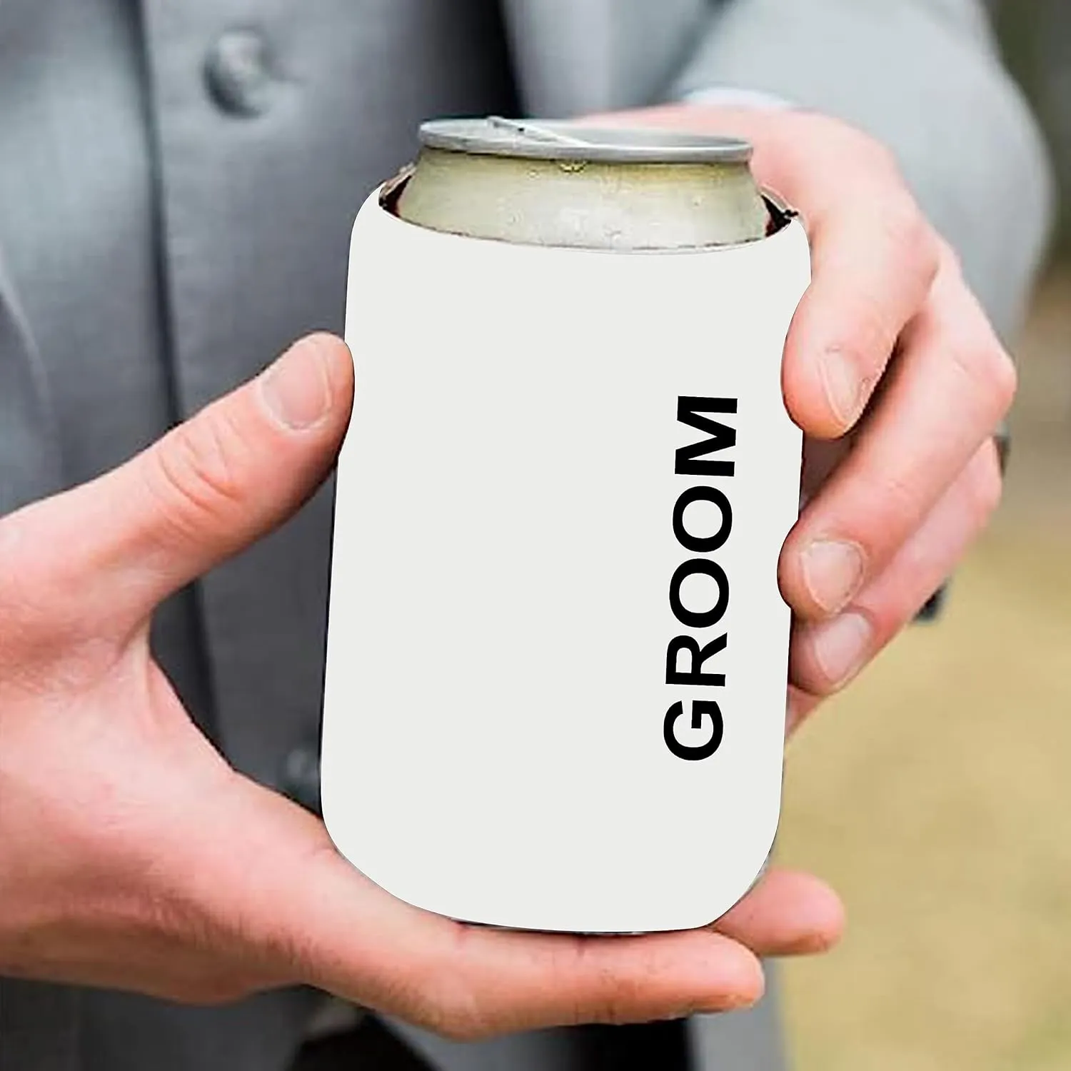 LADY & HOME Set of 7 Groom and Groomsmen Can Coolers, Groomsmen Proposal Can Sleeve Favors for Bachelor Party & Wedding Party (WD-Bold-GM)