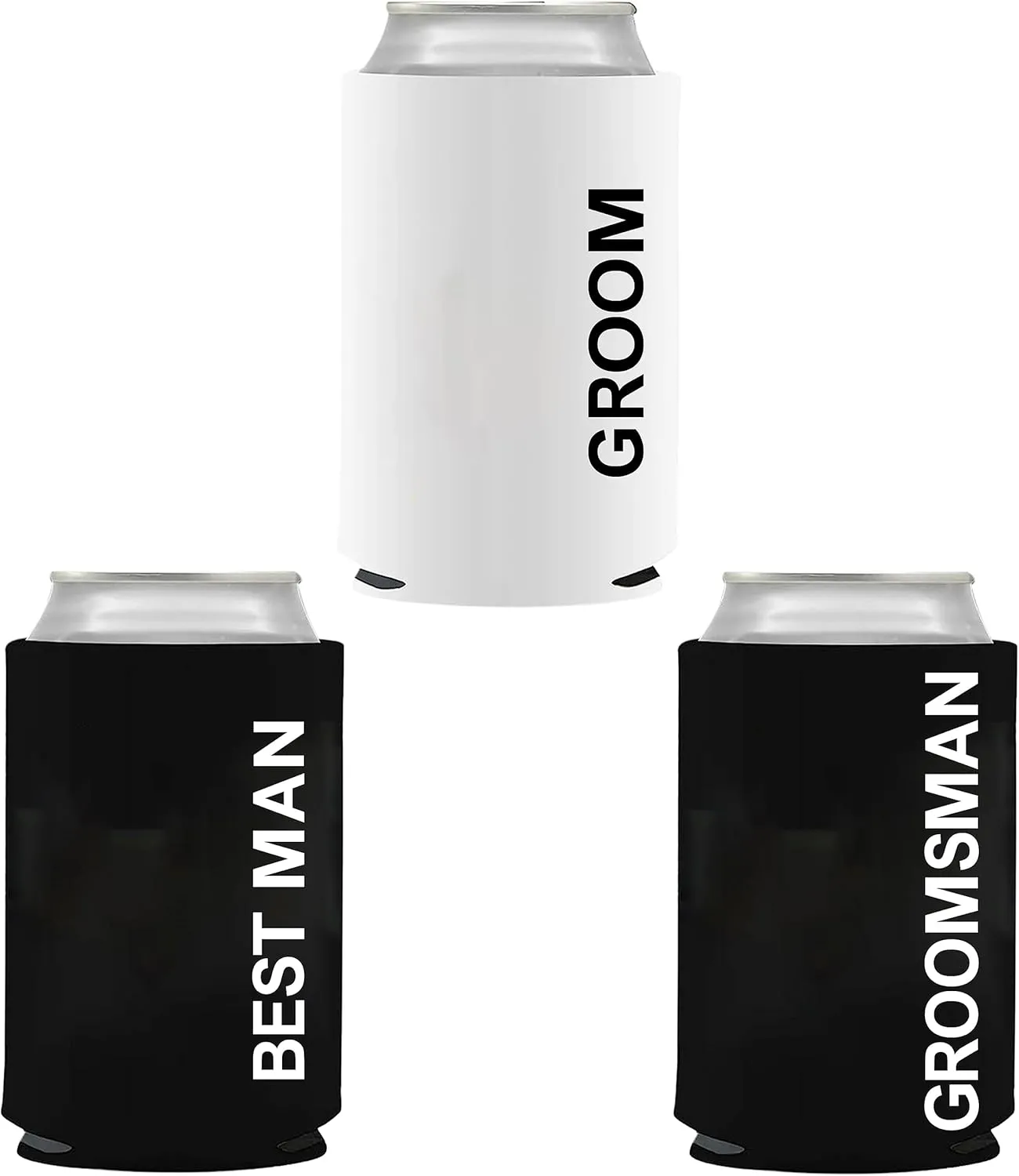 LADY & HOME Set of 7 Groom and Groomsmen Can Coolers, Groomsmen Proposal Can Sleeve Favors for Bachelor Party & Wedding Party (WD-Bold-GM)
