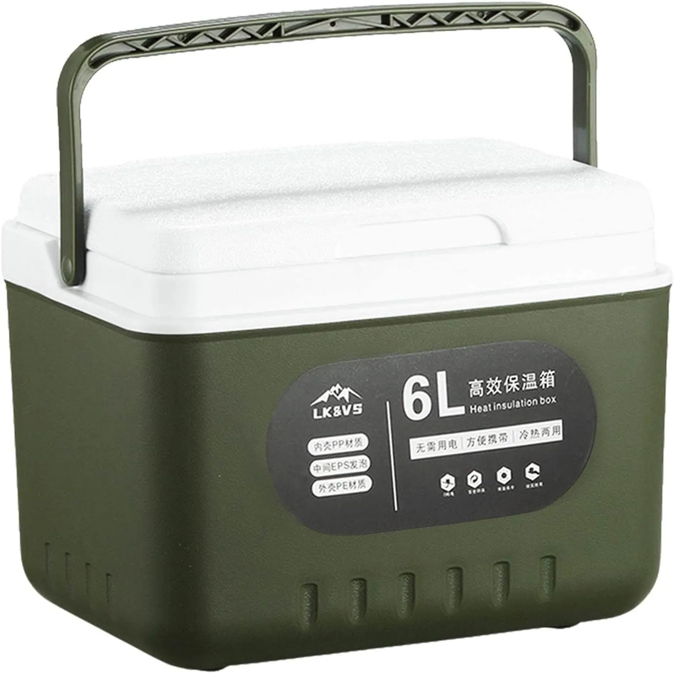 LAFANDE Compact Ice Coolers | 6 QT Portable High-Capacity Cooler Molded Lunch Box Cooler,Ice Box for Camping, Fishing, Hunting, BBQs & Outdoor Activities