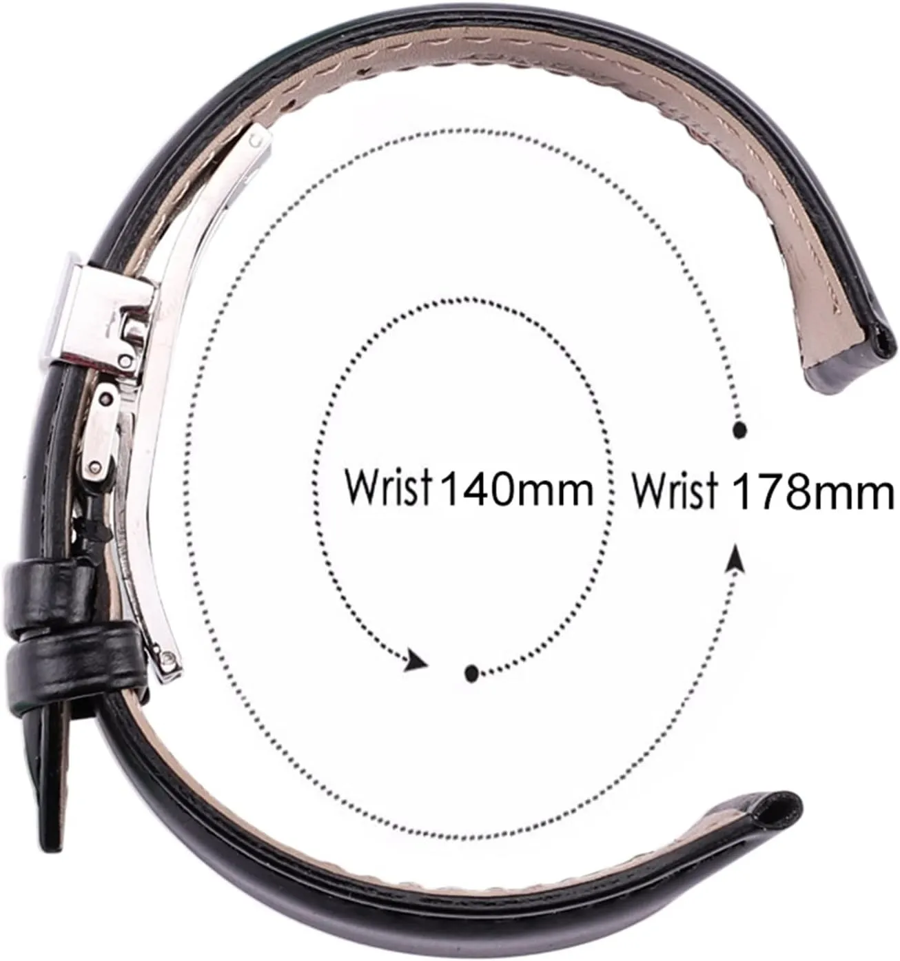 LAnGSHAW 18mm - 24mm Watch Band Strap Brown Black Leather Watchbands Bracelet Accessories Deployment Buckle (Band Color : Black, Band Width : 19mm)