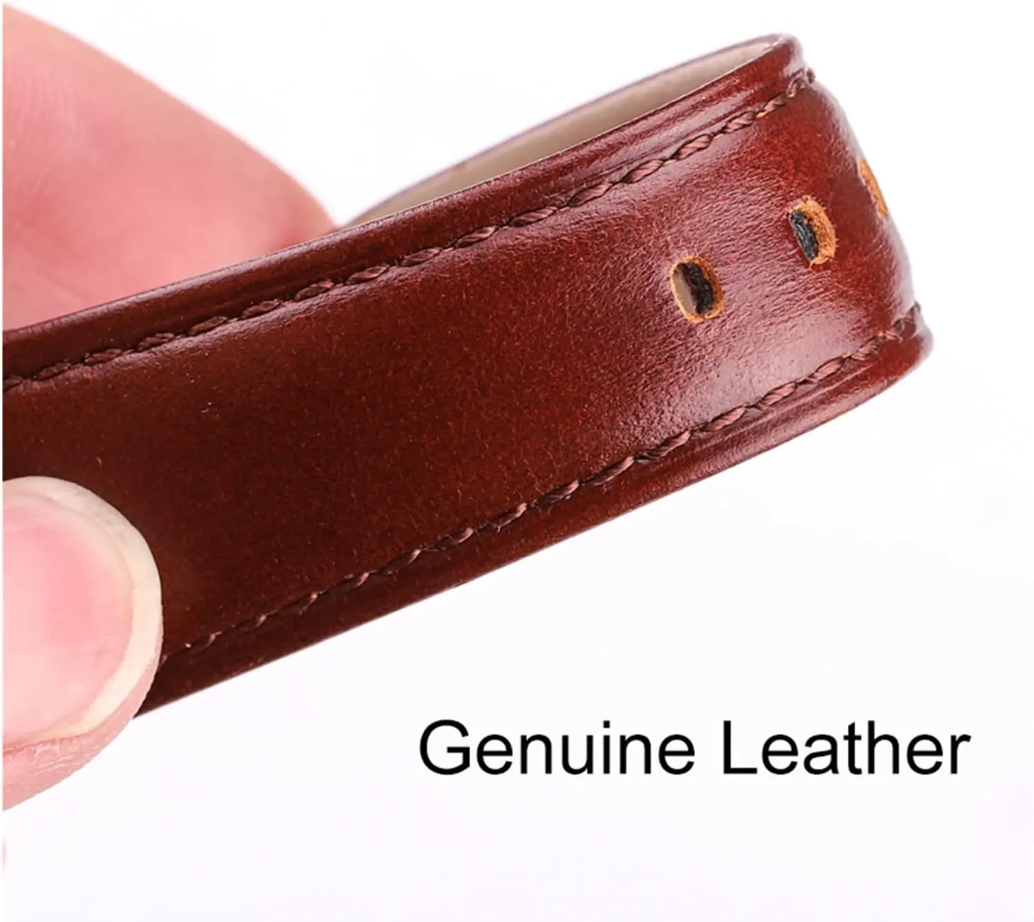 LAnGSHAW 18mm - 24mm Watch Band Strap Brown Black Leather Watchbands Bracelet Accessories Deployment Buckle (Band Color : Black, Band Width : 19mm)