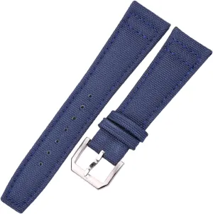 LAnGSHAW 20mm 21mm 22mm Nylon   Leather Watchbands Men Women Green Black Watch Band Strap with Silver Pin Buckle (Band Color : Blue, Band Width : 21mm)