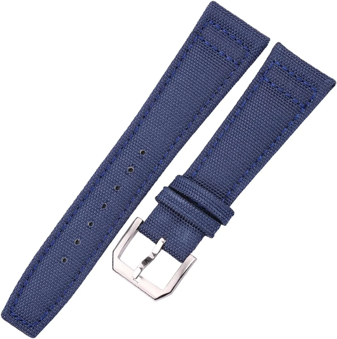 LAnGSHAW 20mm 21mm 22mm Nylon   Leather Watchbands Men Women Green Black Watch Band Strap with Silver Pin Buckle (Band Color : Blue, Band Width : 21mm)