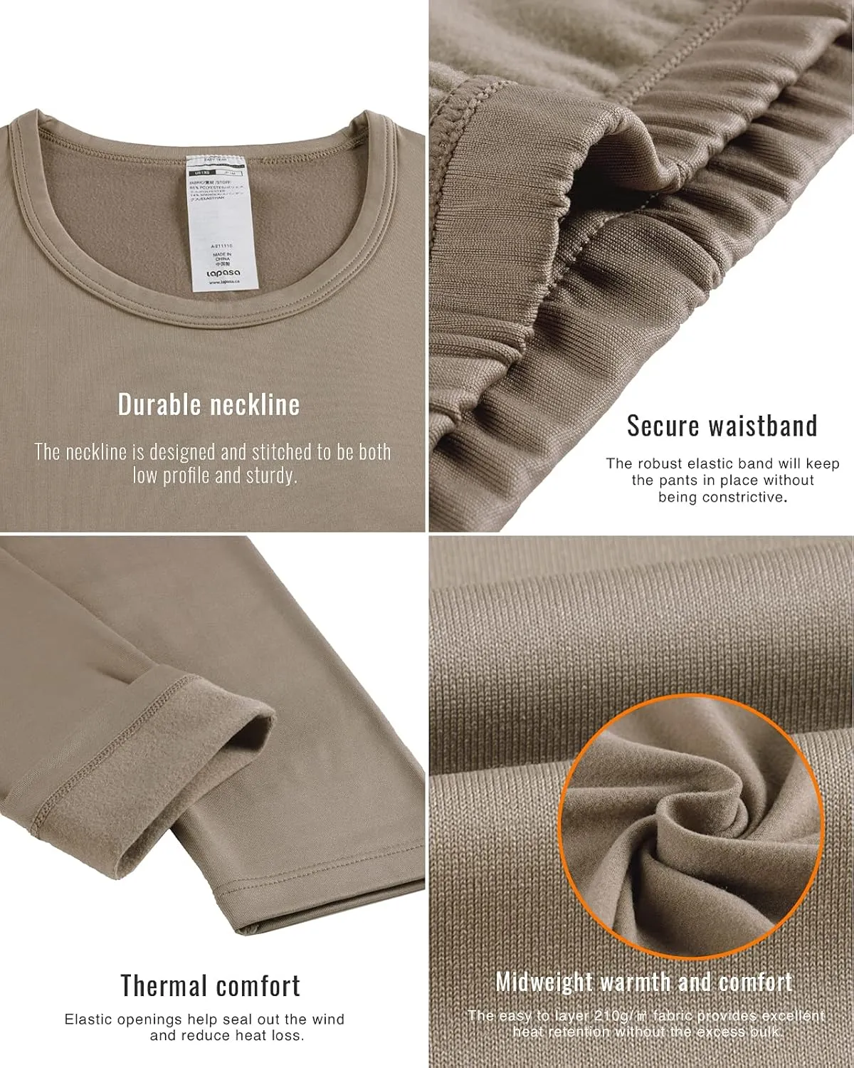 LAPASA Women's Thermal Underwear Set Fleece Lined Long Johns Top & Bottom Soft Base Layer Light/Mid/Heavy Weight L17/ L41/L44