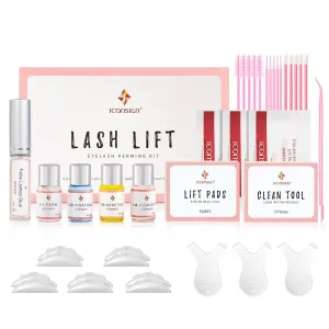 Lash Lift Kit, Professional Semi-Permanent Curling Eyelash Perm Kit Includes Eye Shields, Pads and Accessories Suitable for Salon & Home Use(Version B)