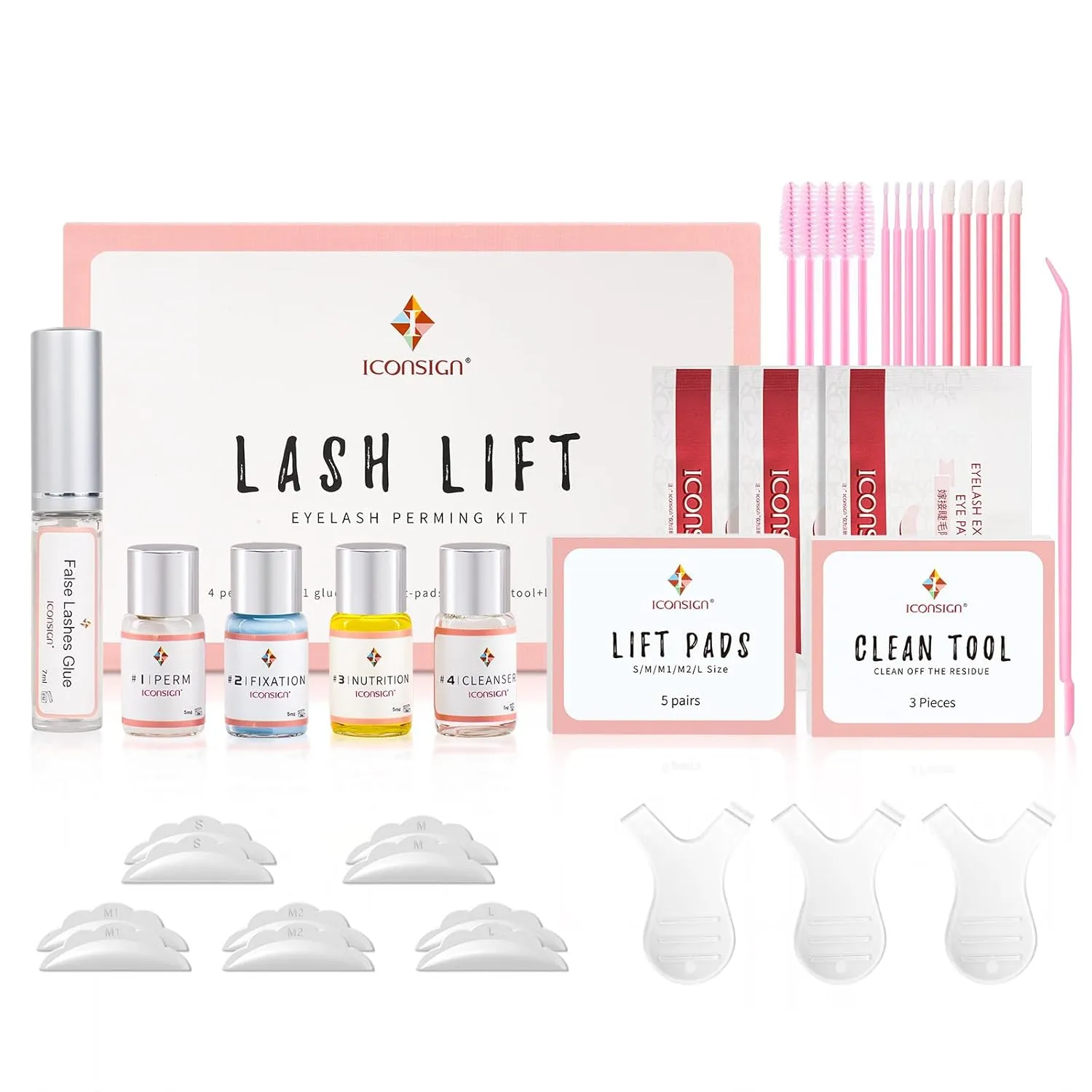 Lash Lift Kit, Professional Semi-Permanent Curling Eyelash Perm Kit Includes Eye Shields, Pads and Accessories Suitable for Salon & Home Use(Version B)