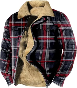 LCMTWX Men's Flannel Jackets Plaid Pocket Hooded Padded Loose Shirt Top Jacket Coats Lined Hooded Plaid Shirt Jacket Fleece