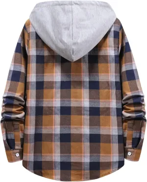 LCMTWX Mens Plaid Jacket Winter Plaid Lapel Pocket Loose Coat Jacket Woolen Coat Top Blouse Fleece Button Down Jackets