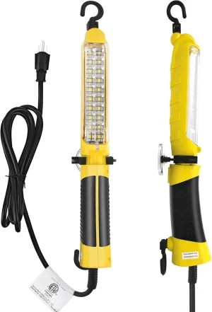 LED Trouble Light with Super-Bright 20 COB LED Light Source, Handheld Corded Work Lights with Strong Magnet, Double Swivel Hook, ETL Listed, Suitable for Car Repair, Machinery and Construction
