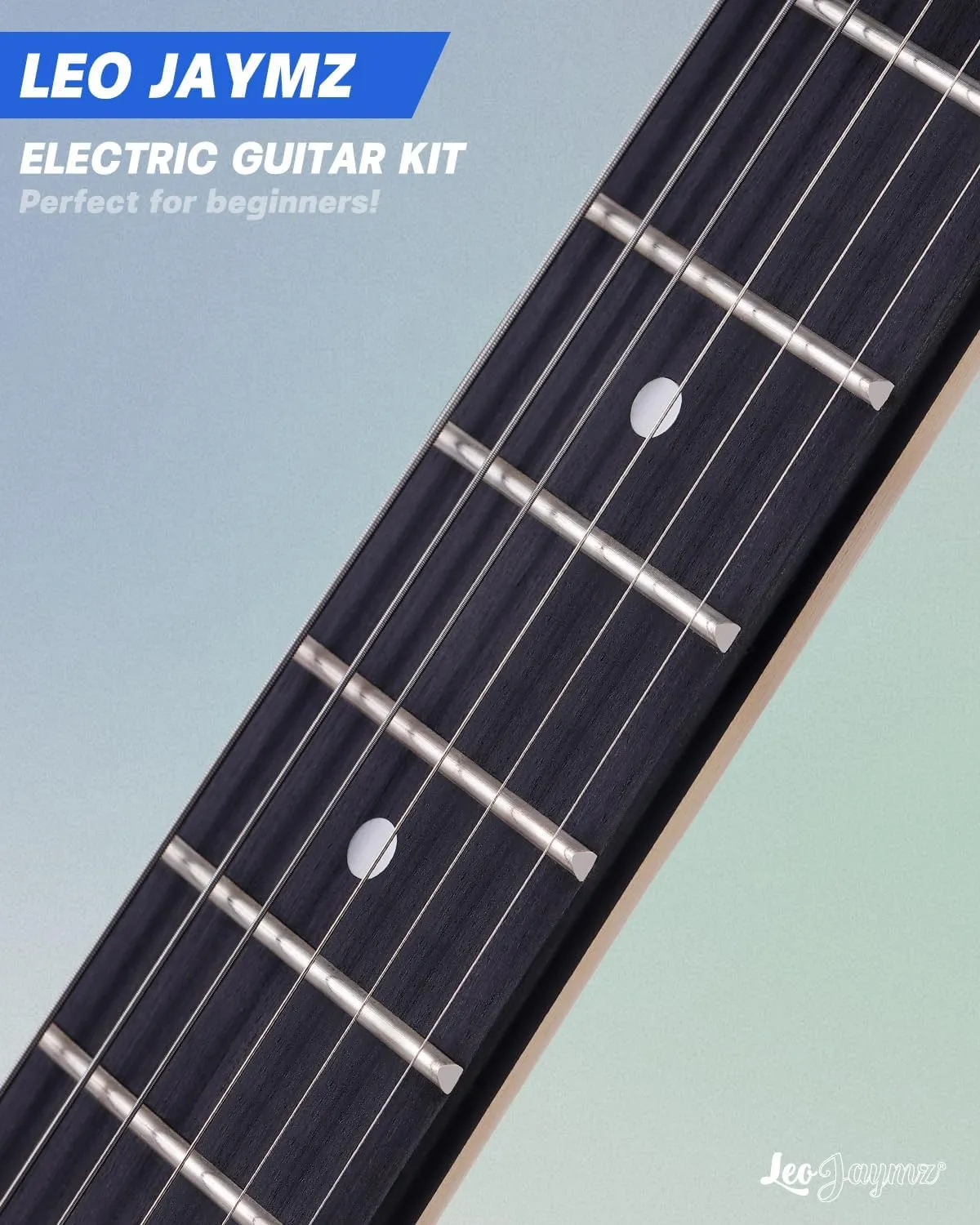 Leo Jaymz 39" Full Size ST Style Electric Guitar Starter Kit with SSH Pickup, 5W Portable Amp, Tuner, Gig Bag, Strap & Accessories (Blue Ocean)