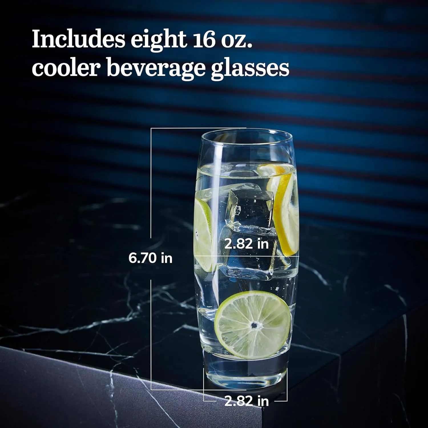 Libbey Signature Kentfield Cooler Beverage Glasses, 16 ounce, Set of 8