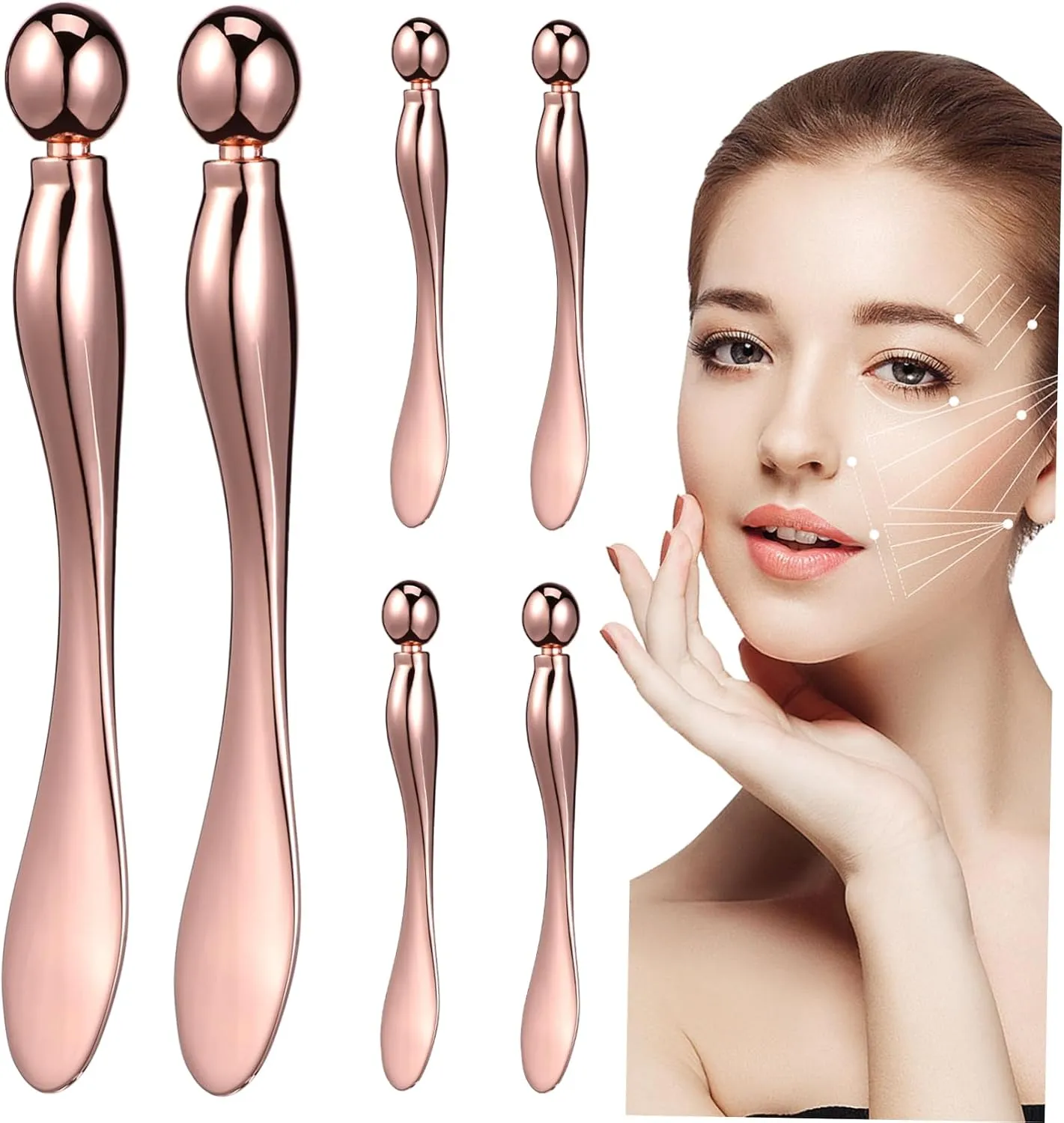 LIFKOME 6pc Eye Cream Applicator Tool Metal Makeup Spoon for Eyes Face Massaging Rod Face Applicator Easy Cleaning Beauty Tool