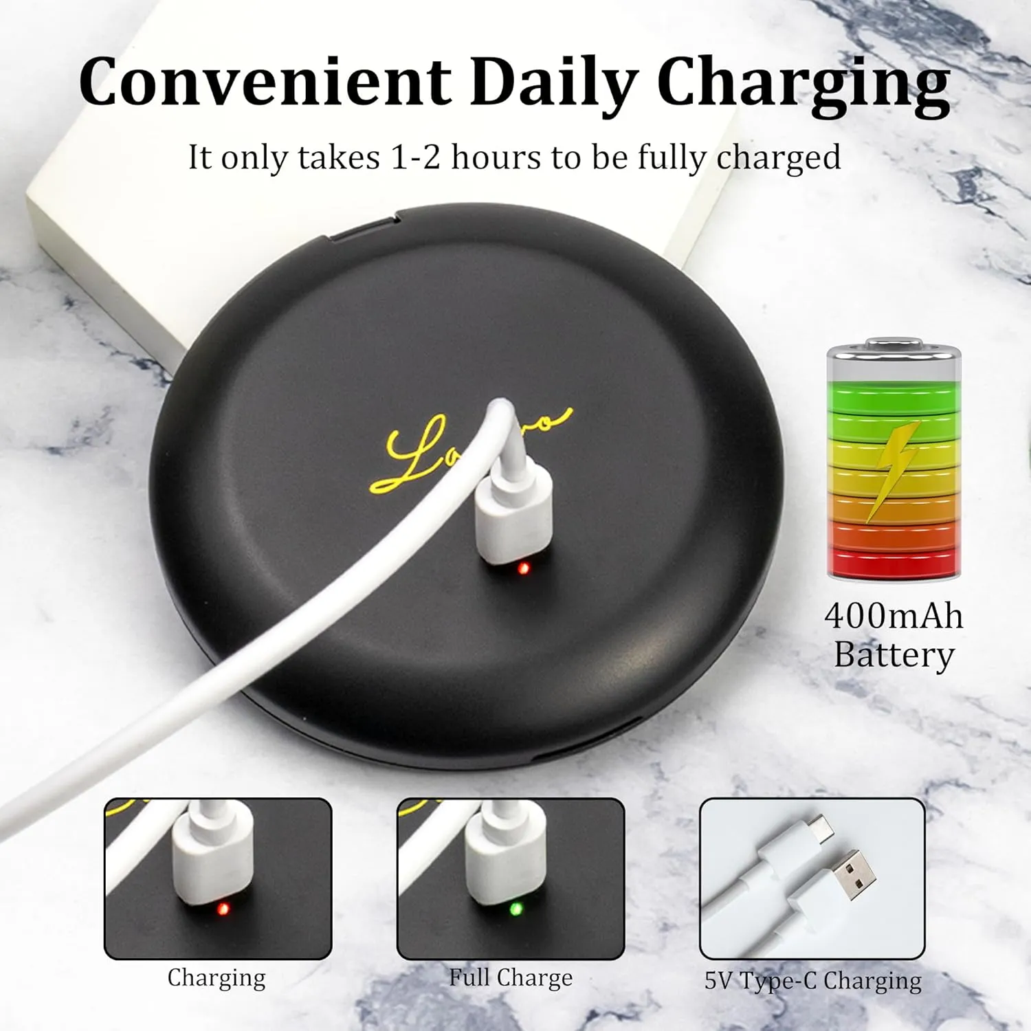 Lighted Compact Mirror – Water Zodiac (Cancer, Scorpio, Pisces) – Rechargeable Travel Makeup Mirror with 1x/5x Magnification – Black