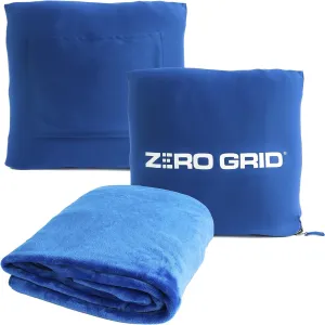 Lightweight Travel Blanket - Premium & Compact Airplane Wearable Blanket with Neck Snaps, Cozy Foot Pockets, Zipper Pouch - Converts into Soft Pillow - Designed for Ultimate Comfort - Royal Blue