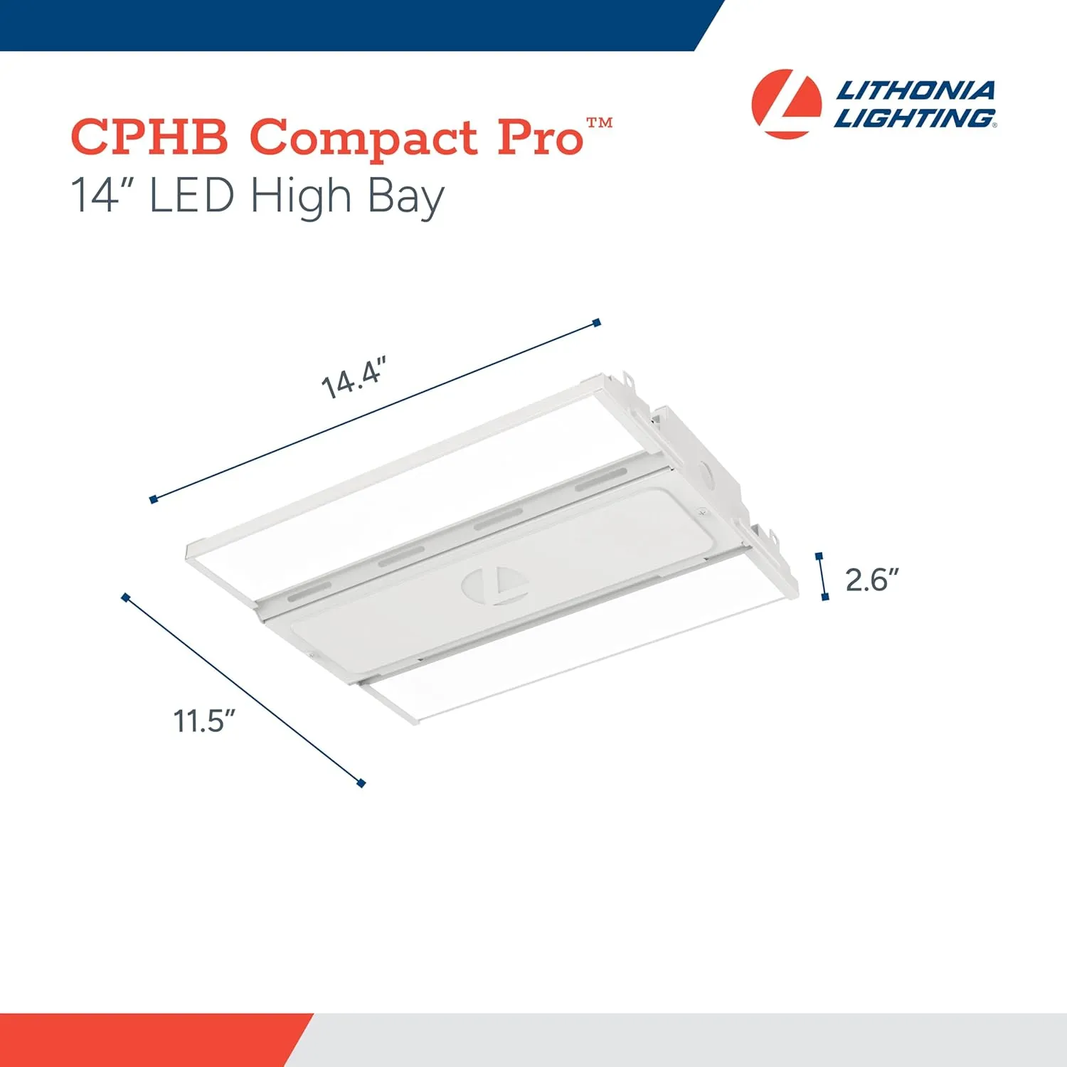 Lithonia Lighting Compact Pro LED High Bay Light, Ceiling Lighting Fixture, 12,000 Lumens, 4000K Cool White, Dimmable LED Work Light for Garage and Warehouse, MVOLT 120-277V (CPHB 12LM MVOLT 40K)