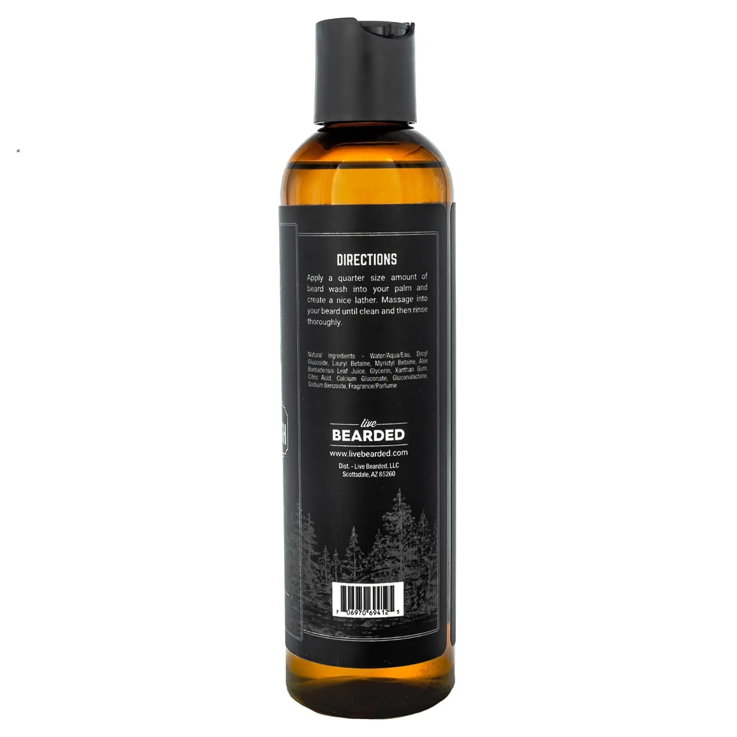 Live Bearded Beard Wash, 8 fl oz - Water-Based Face Cleanser with All-Natural Ingredients for a Gentle, Deep Clean - Made in the USA | American Scent - Cedar, Vetiver, Bergamont