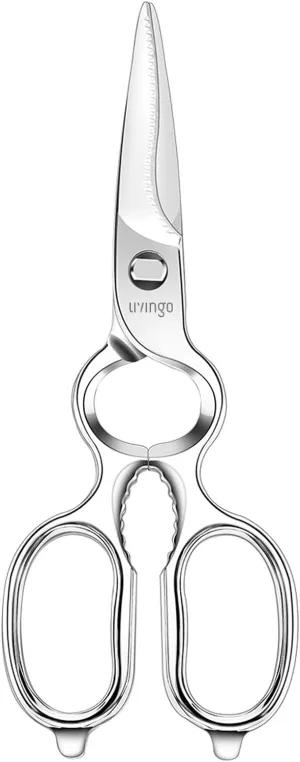 LIVINGO Kitchen Forged Shears Heavy Duty Come Apart Ultra Sharp Multi-function Stainless Steel Scissors Bottle Opener, Nut Cracker 8.5 inch