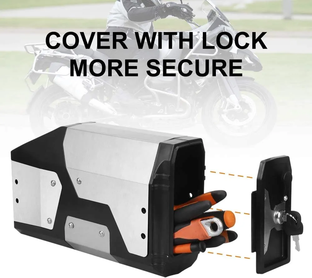 LKV R1200GS Tool Box Motorcycle Left Side Bracket with Stainless Steel Case Replacement for BMW R1250GS LC ADV Adventure F750 F850 Accessories