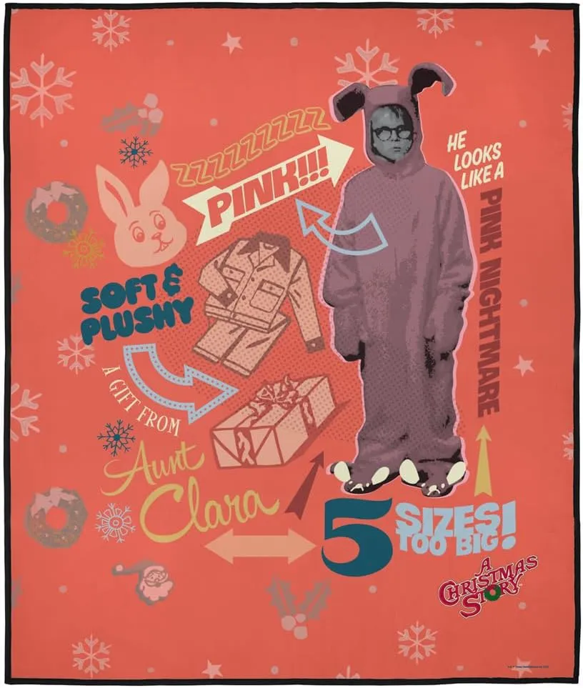 LOGOVISION A Christmas Story Picnic Outdoor Blanket, 50"x60" Pink Nightmare, Foldable Blanket for Picnic, Beach, Camping, Park, Tailgate