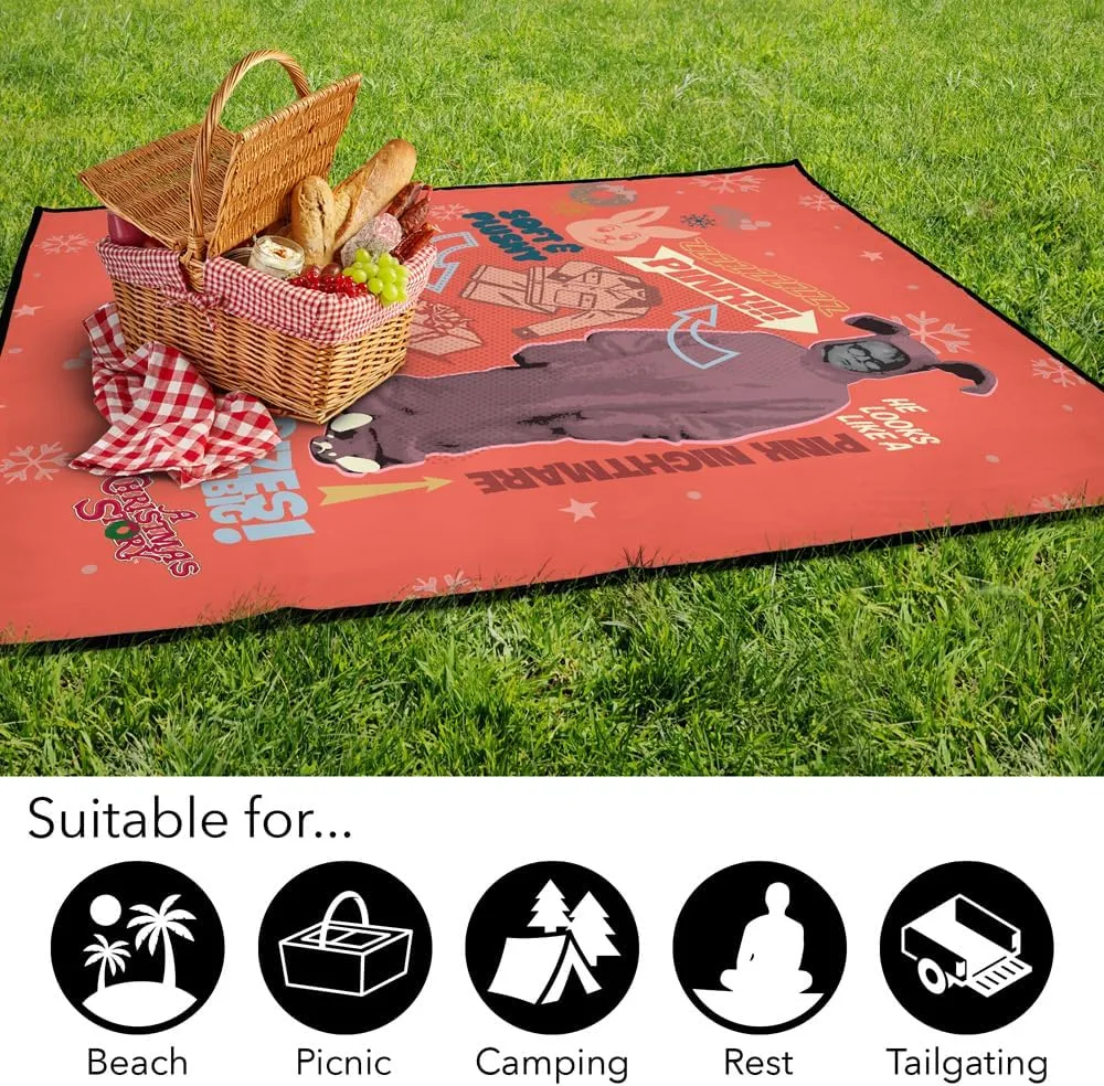 LOGOVISION A Christmas Story Picnic Outdoor Blanket, 50"x60" Pink Nightmare, Foldable Blanket for Picnic, Beach, Camping, Park, Tailgate