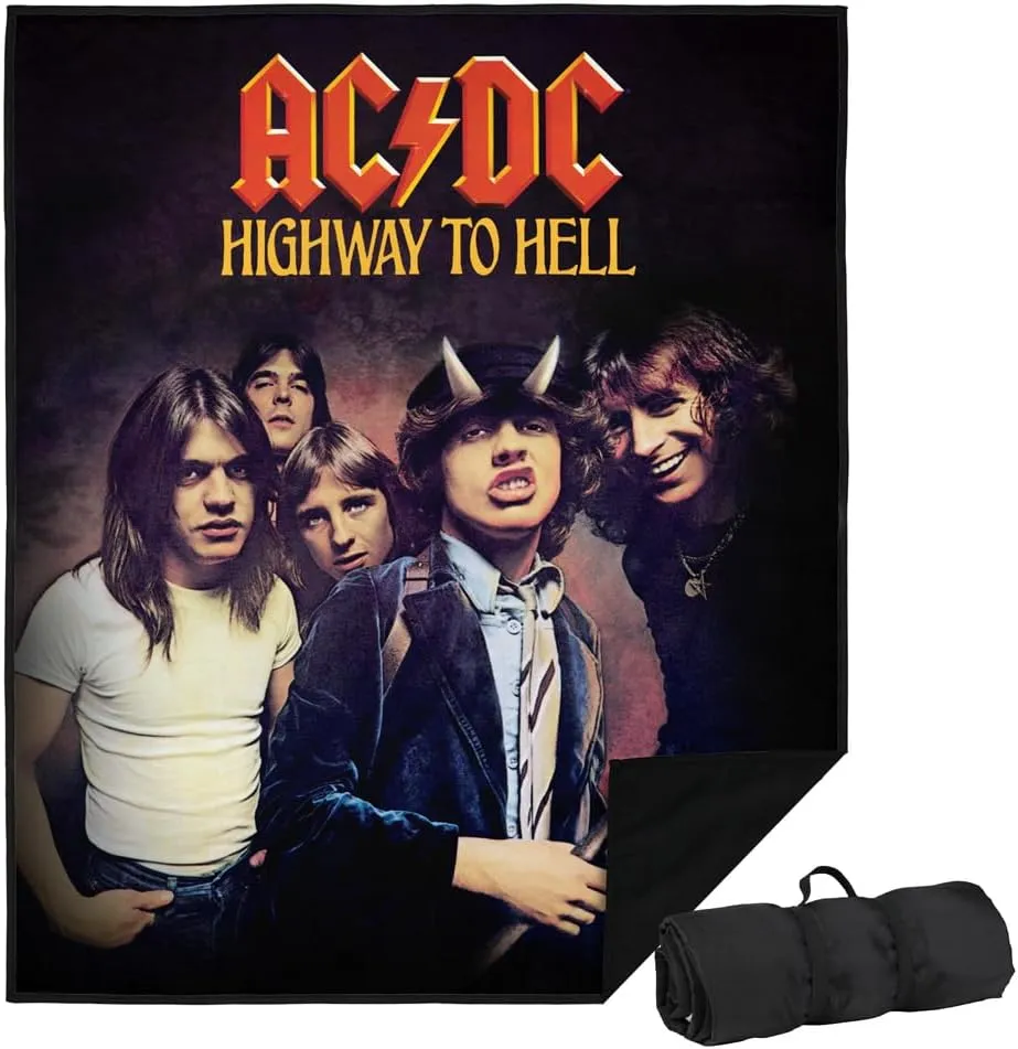 LOGOVISION ACDC Picnic Outdoor Blanket, 50"x60" Highway, Foldable Blanket for Picnic, Beach, Camping, Park, Tailgate